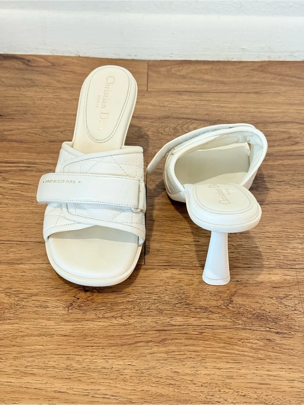 Christian Dior Paris Ivory Quilted Mule Heels EU 38.5 US 8.5